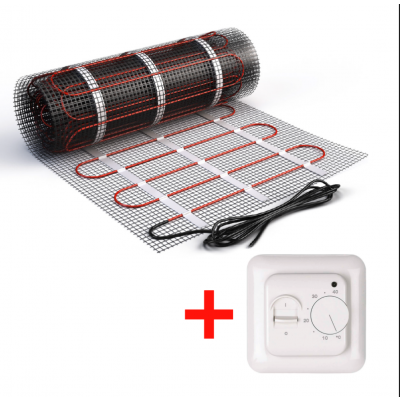 Изображение №1 - Теплый пол нагревательный мат (1,5 кв.м.) + механический терморегулятор