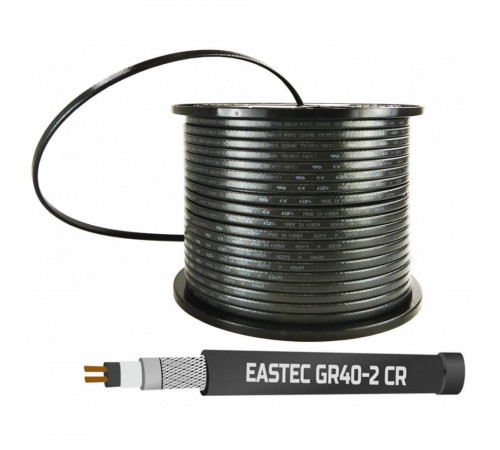 EASTEC GR 40-2 CR, M=40W (200м/рул.), греющий кабель с УФ защитой, пог.м. EASTEC GR 40-2 CR, M=40W (200м/рул.), греющий кабель с УФ защитой, пог.м.